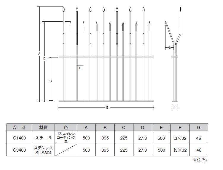 エイト 猫よけ忍び返し13型 C1400 6枚入