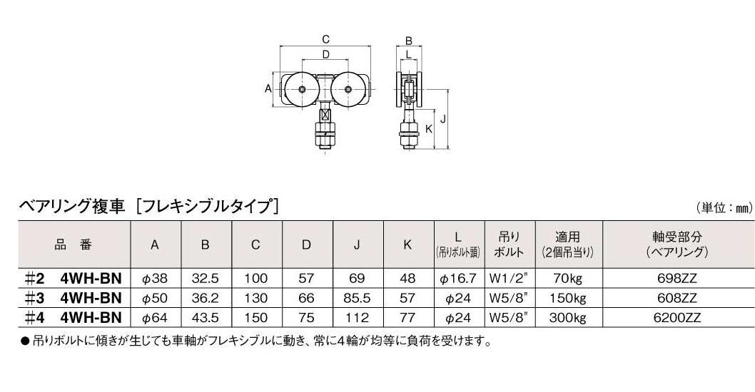 ダイケン ♯2HR用【複車】[ベアリング入りフレキシブルタイプ ♯2 4WH