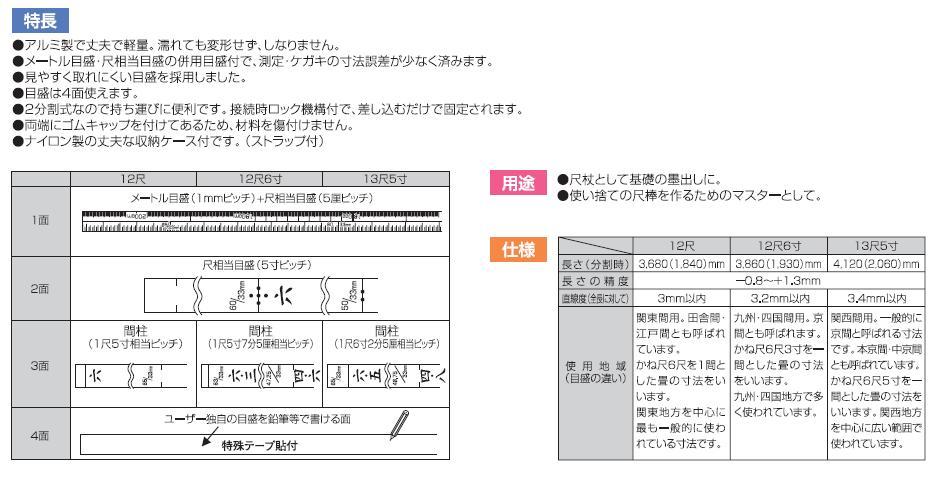 シンワ測定 尺杖 12尺 併用目盛 65132 通販