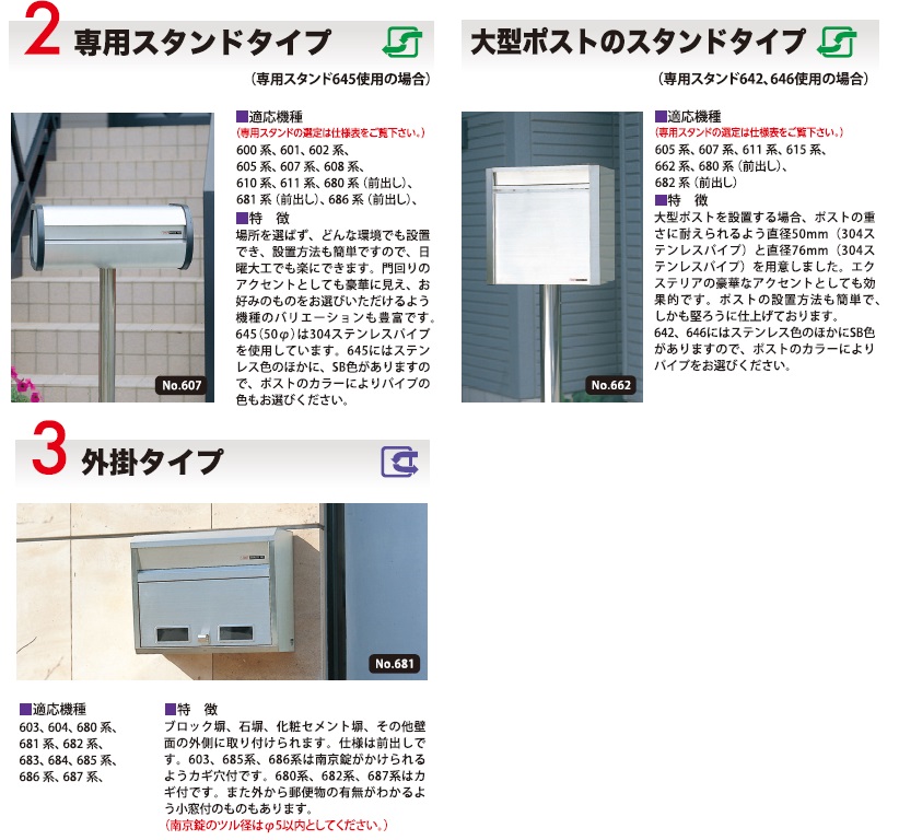 在庫処分 ハッピー金属 ファミール 686 戸建用 ステンレスポスト 外掛 スタンドタイプ