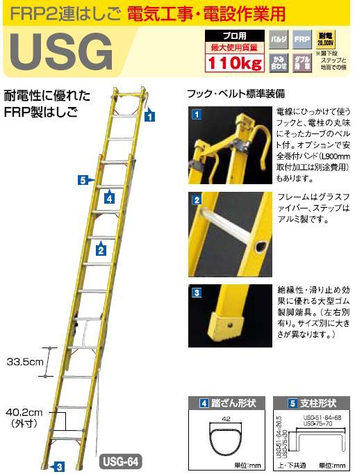 ハセガワ FRP2連はしご USG-51・USGー64・USG-75 / 建築金物通販【秋本