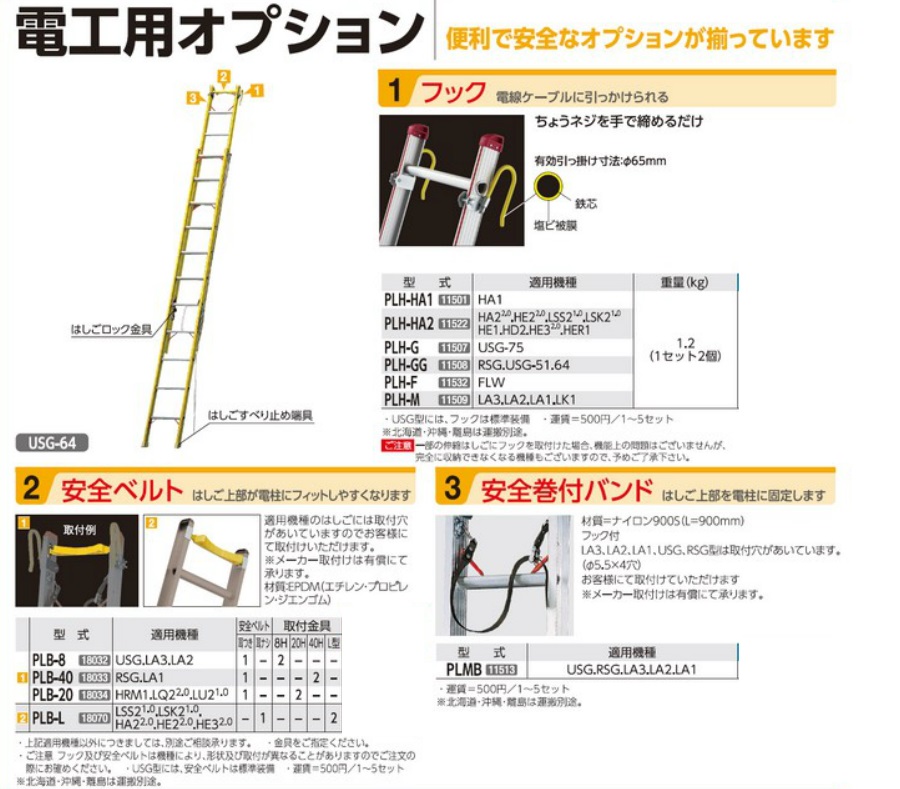 ハセガワ FRP2連はしご USG-51・USGー64・USG-75 / 建築金物通販【秋本