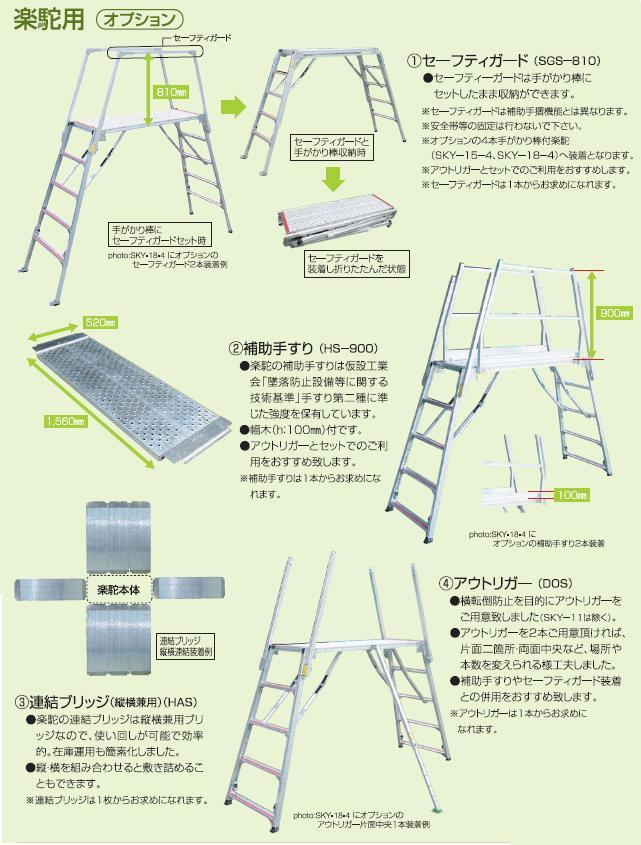 毎日がバーゲンセール ProShop伊達法人のみ ナカオ D 四脚調節式足場台 可搬式作業台 楽駝18号 SKY 垂直高1460〜1820mm  SKY-18-4