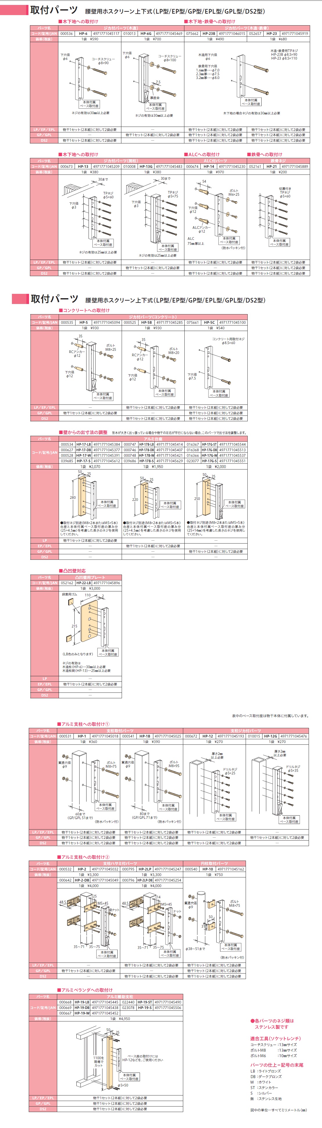 川口技研 腰壁用ホスクリーン 上下式(ハイグレード700mmタイプ)LP-70