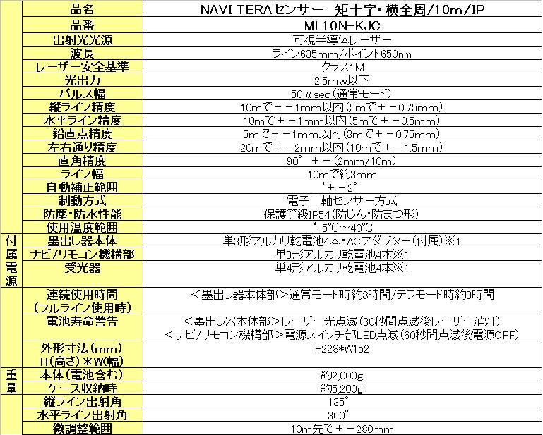 タジマ NAVI TERAセンサー矩十字・横全周/10m/IP ML10N-KJC / 建築金物