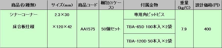 タナカ [シナーコーナー 床合板仕様] AA1575 / 建築金物通販【秋本勇吉
