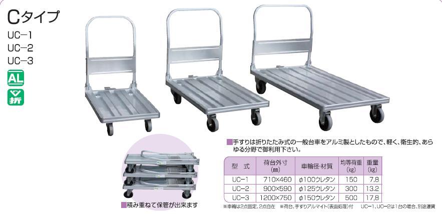 ナカオ 運ぱん君(アルミ折りたたみ式台車) Cタイプ UC-1・UC-2・UC-3