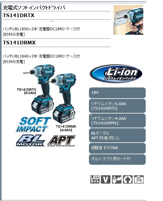 マキタ充電式ソフトインパクトドライバ TS141DZ TS141DZB / 建築金物