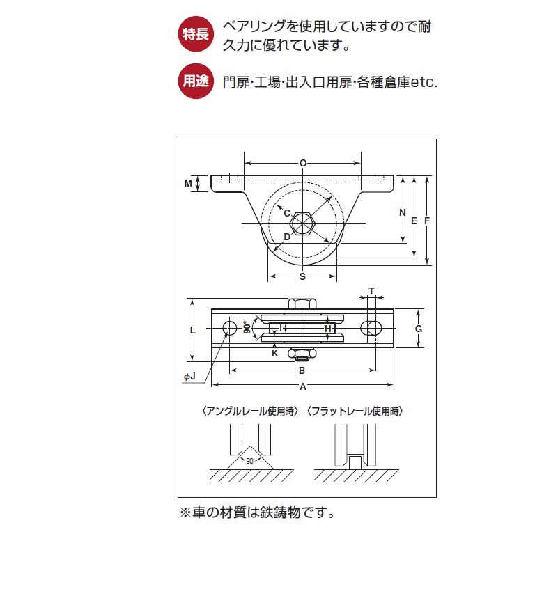 ヨコヅナ　ステンレス重量戸車　１００　ＶＨ兼用 JBS-1006 - 2