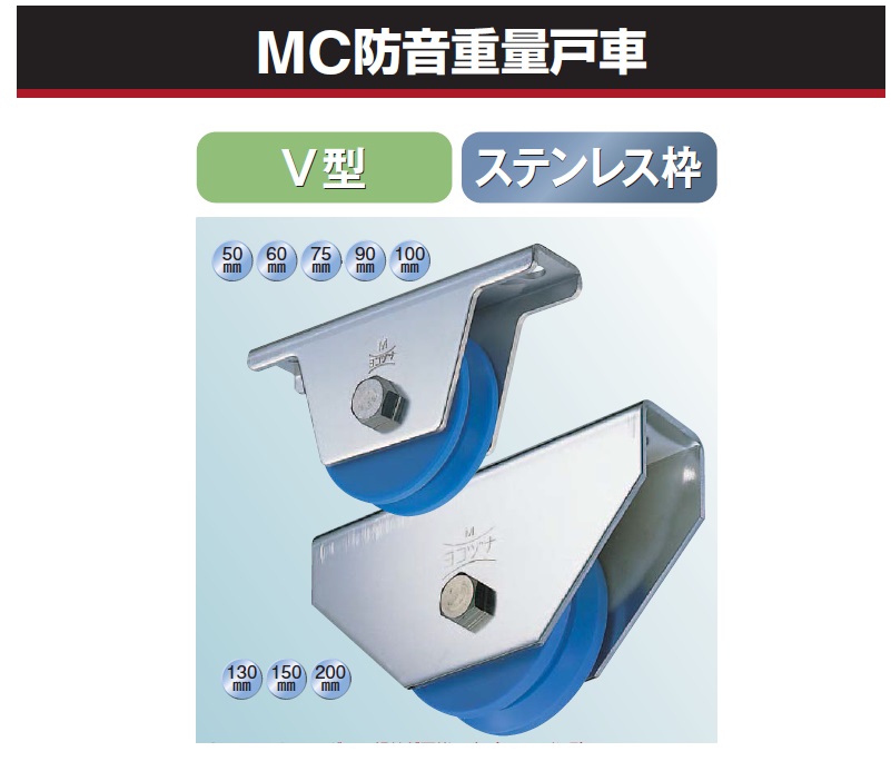 ヨコヅナ JMS-1001 MC防音重量戸車100mm 溝R車型  JMS1001 - 2