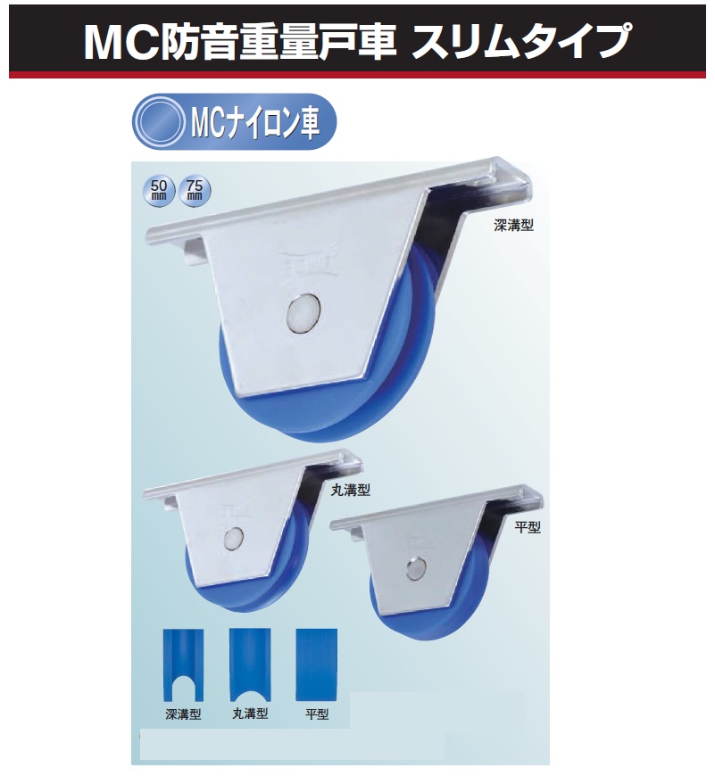 ヨコヅナ MC防音重量戸車 スリムタイプ【深溝型】【丸溝型】【平型