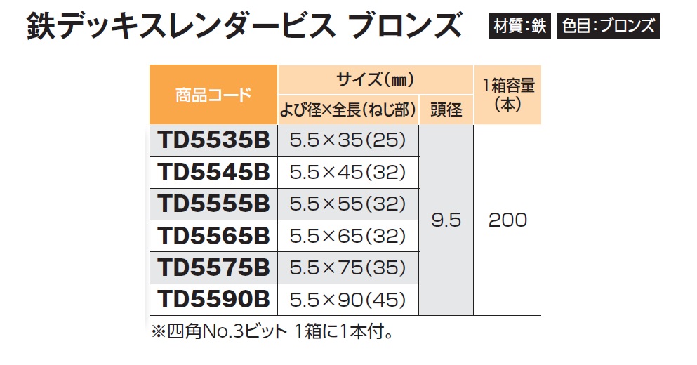 若井産業 （WAKAI ） 鉄デッキスレンダービス ブロンズ TD5535B