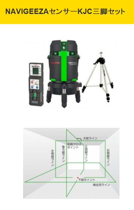 ﾀｼﾞﾏ ｸﾞﾘｰﾝレーザー墨出器[NAVIGEEZAセンサー] GZASN-KJCSET・GZASN ...