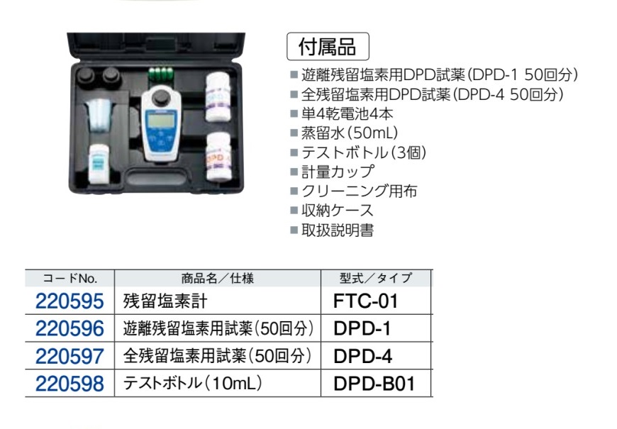 満点の カスタム CUSTOM 残留塩素計 FTC方式 遊離残留塩素 全残留塩素 DPD-01