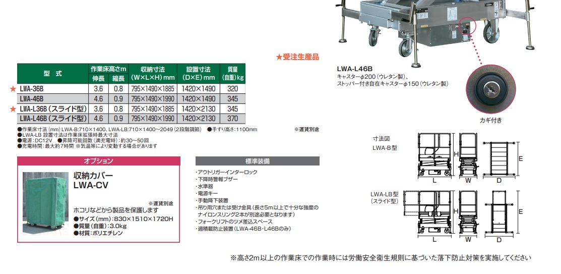 激安直営店 ピカ アルミシザース充電式昇降作業台 アルシザー3.6m LWA36B 3688614 送料別途見積り 法人 事業所限定 直送 