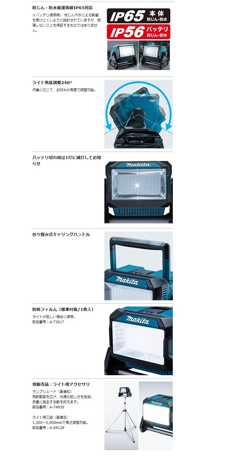 マキタ 充電式スタンドライト ML008G / 秋本勇吉商店 WEBショップ